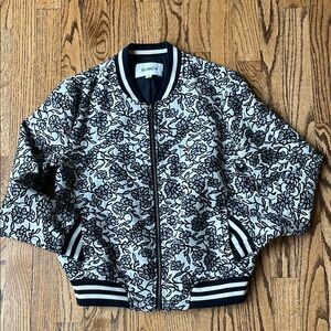 BB Dakota Black and White Floral Bomber Jacket